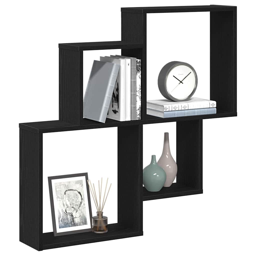 Wandregal Schwarz Eichen-Optik 80 x 15 x 78,5 cm Holzwerkstoff