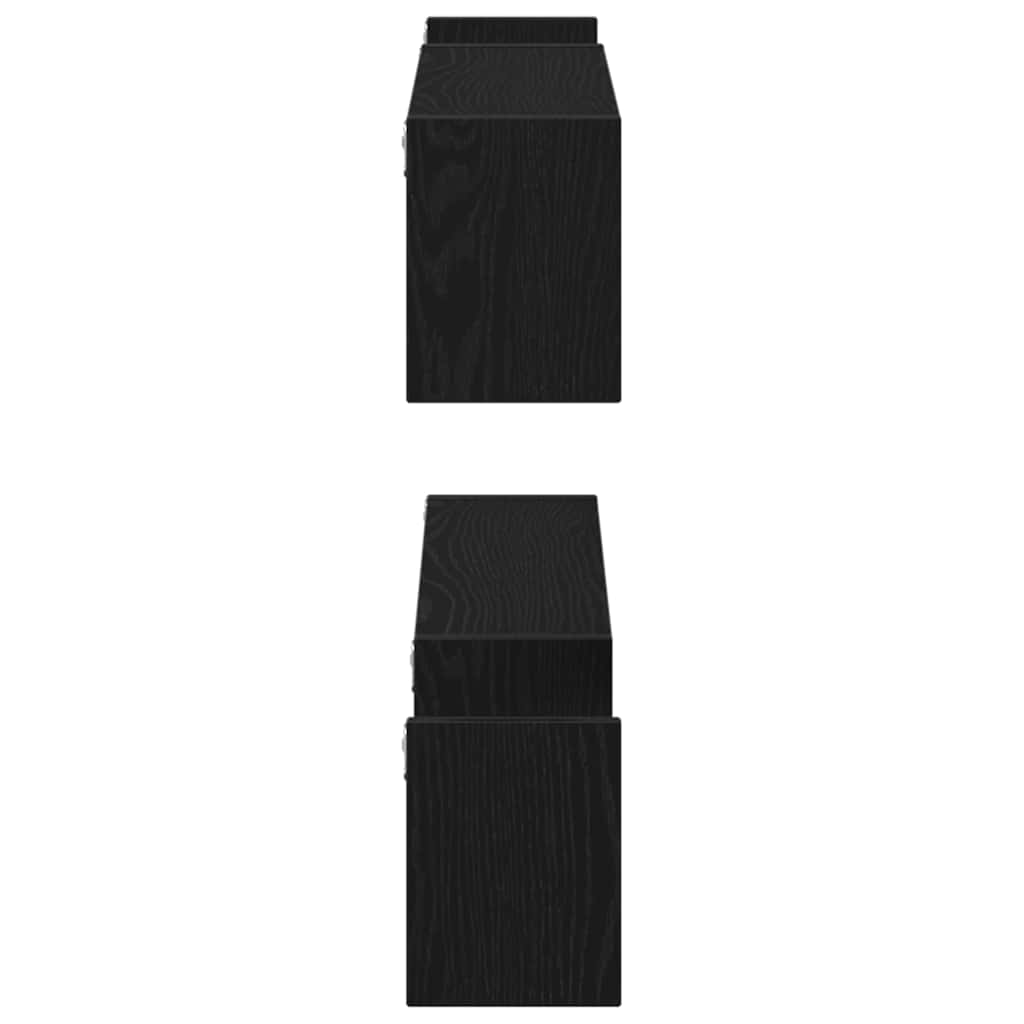 Wandregal mit Regal 2 pcs Schwarz Eichen-Optik 100 x 15 x 20 cm
