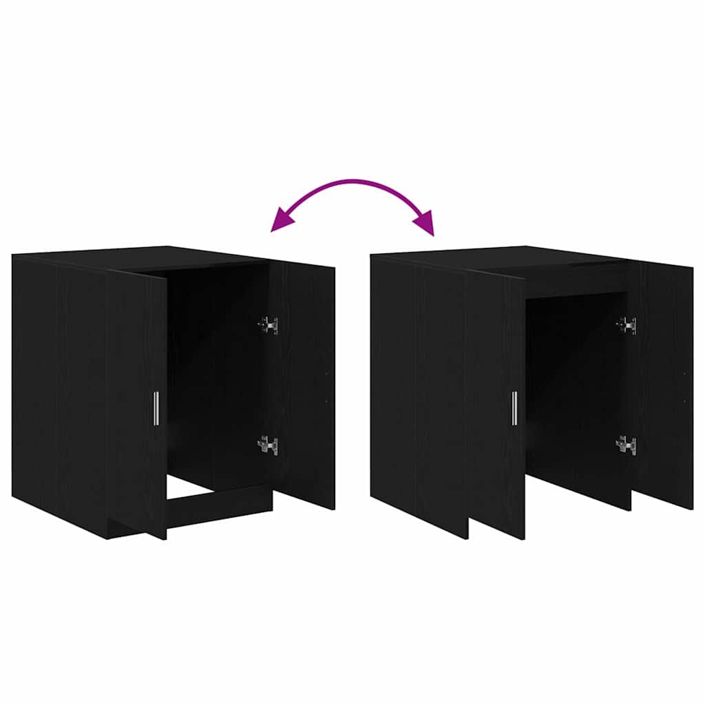 Waschmaschinen-Schrank Schwarz Eichen-Optik Holzwerkstoff