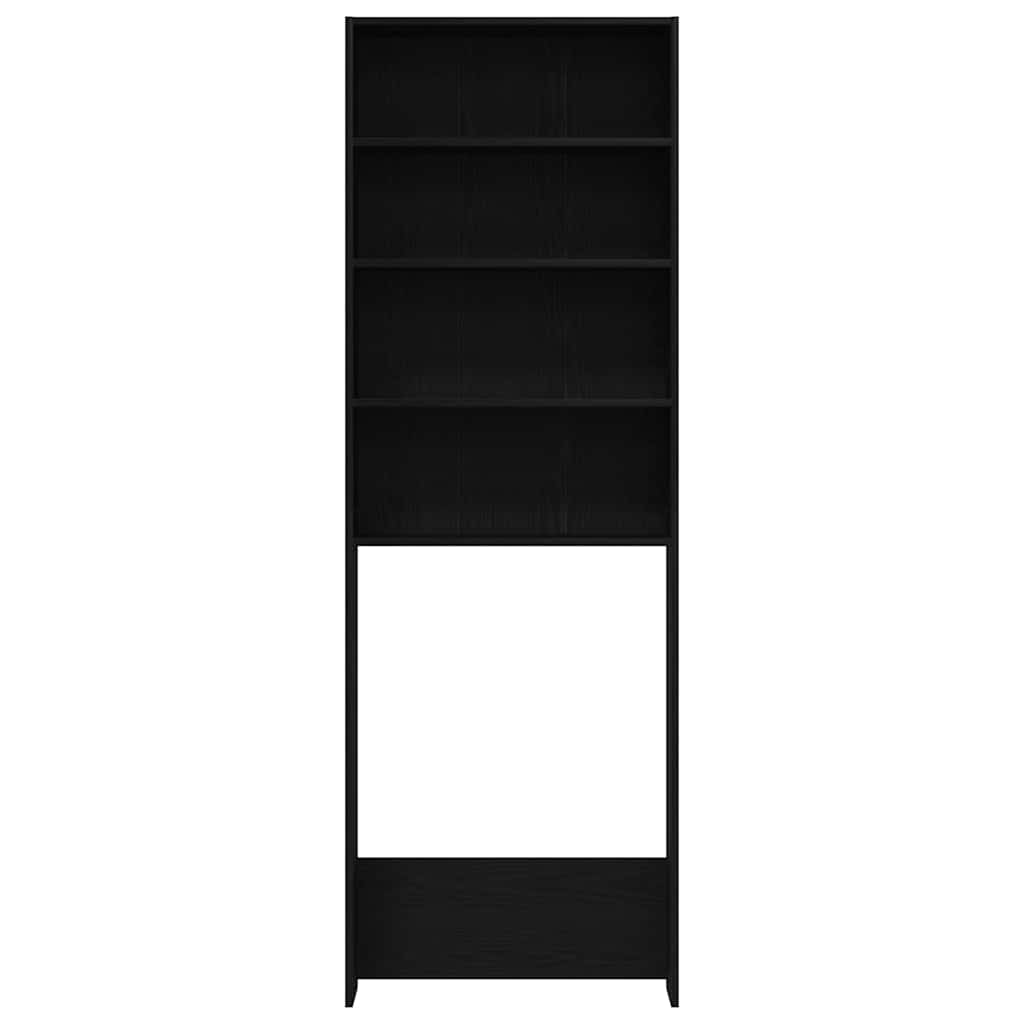 Waschmaschinen-Schrank Schwarz Eichen-Optik 64 x 24 x 190 cm