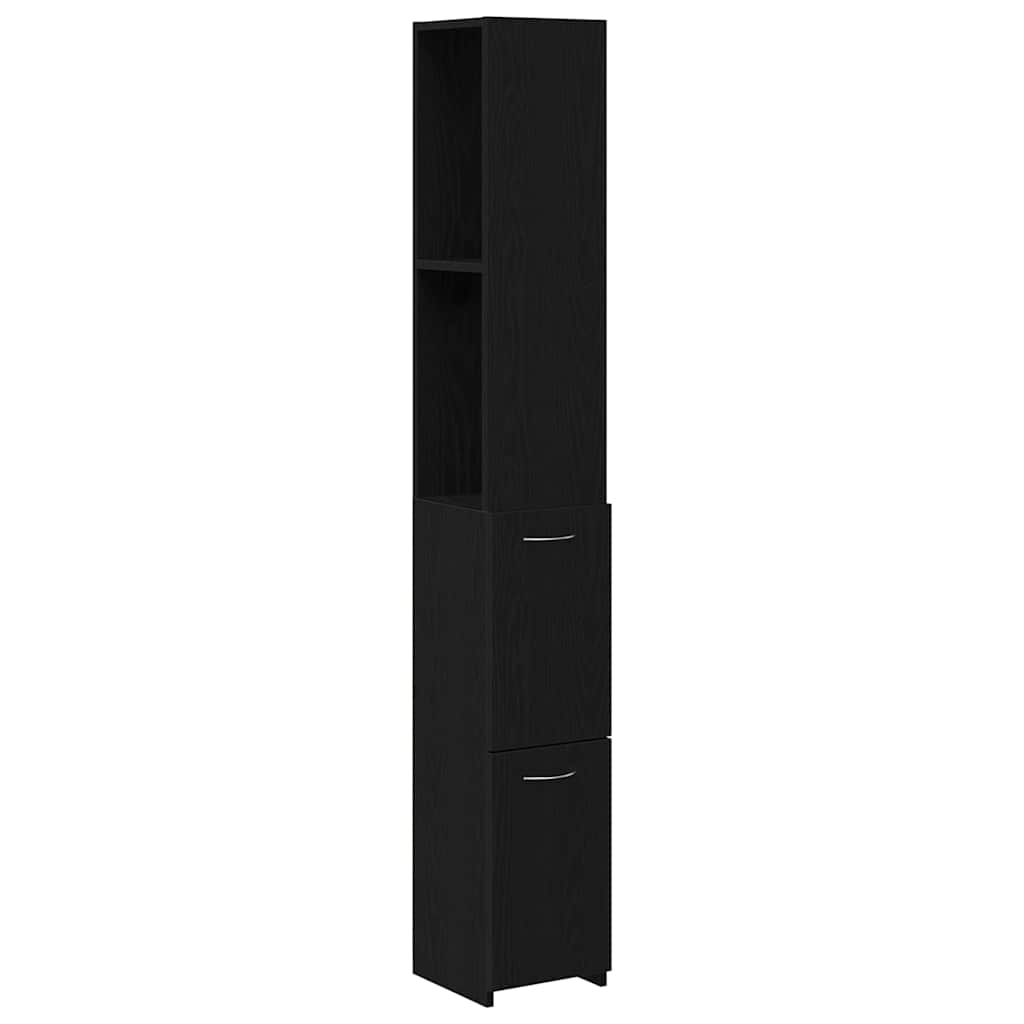 Badezimmerschrank mit Tür Schwarz Eichen-Optik 25 x 25 x 170 cm