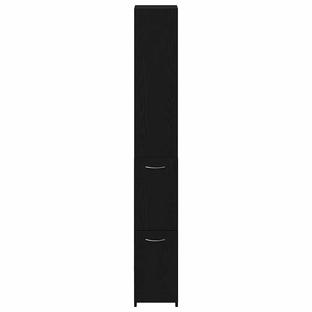 Badezimmerschrank mit Tür Schwarz Eichen-Optik 25 x 25 x 170 cm