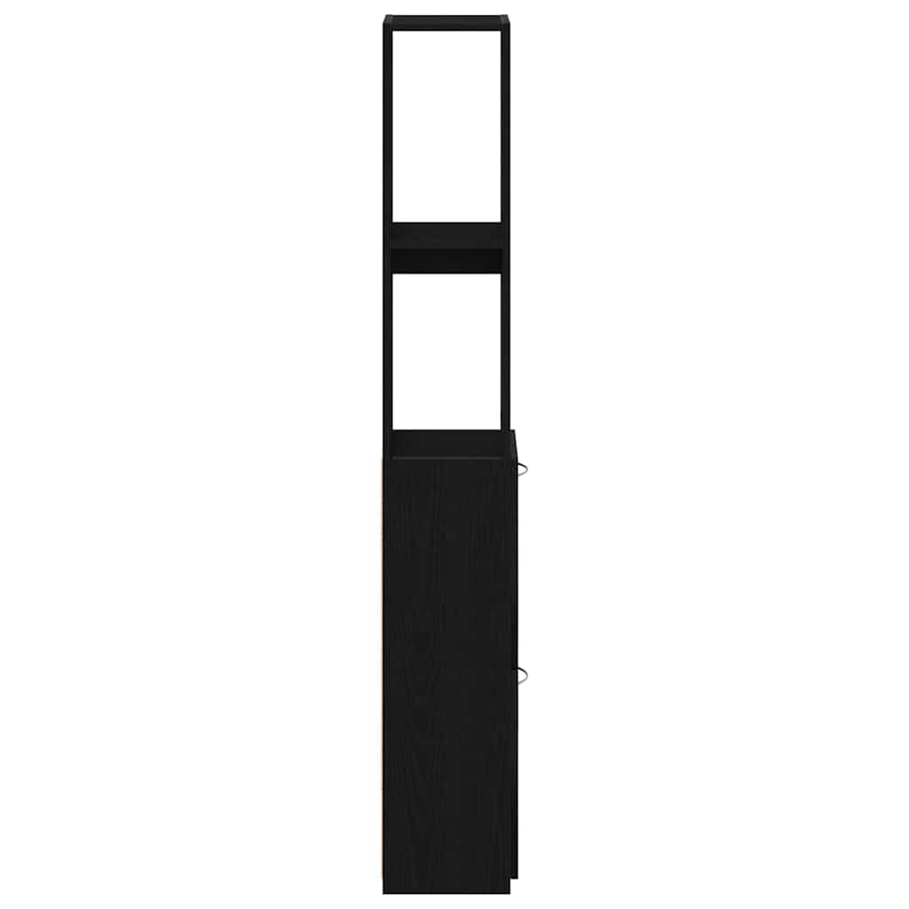 Badezimmerschrank mit Tür Schwarz Eichen-Optik 25 x 25 x 170 cm