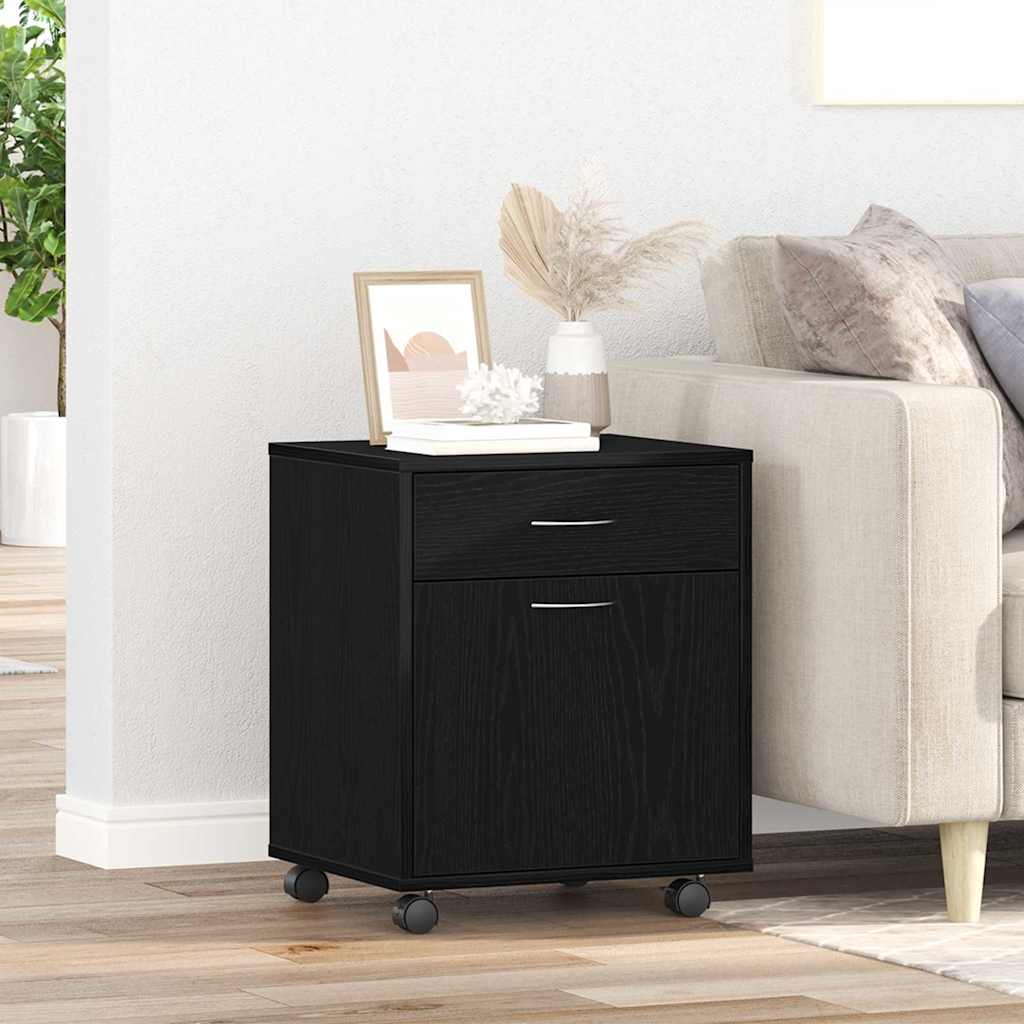 Rollschrank Schwarz Eichen-Optik 45 x 38 x 54 cm Holzwerkstoff