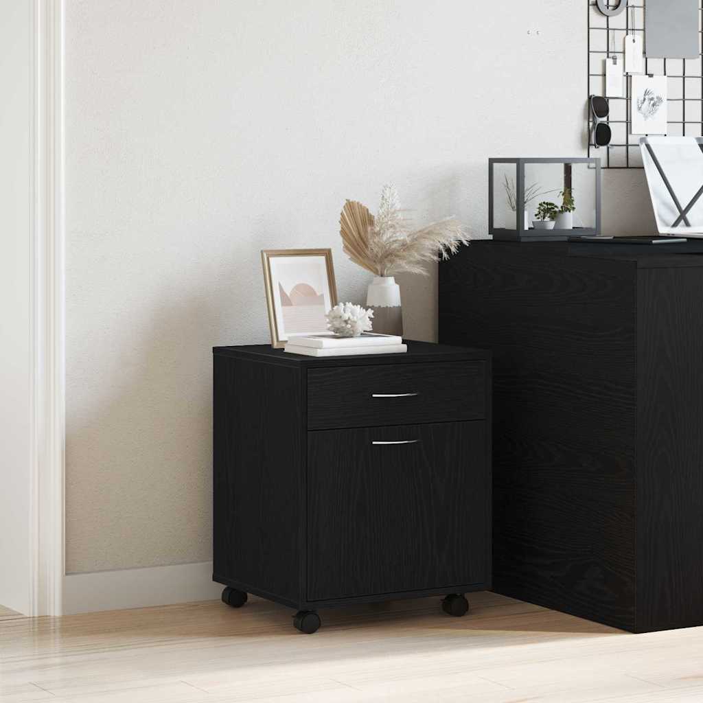 Rollschrank Schwarz Eichen-Optik 45 x 38 x 54 cm Holzwerkstoff