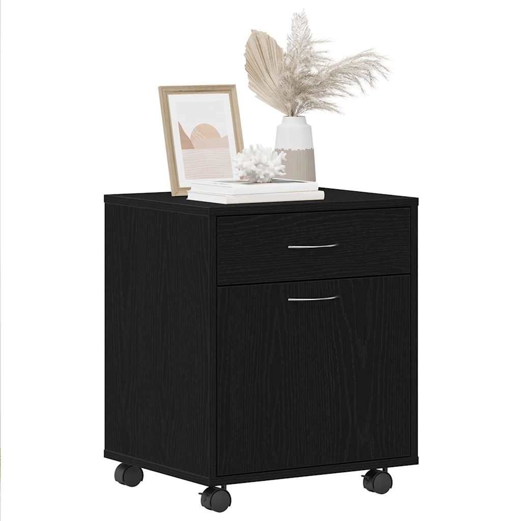 Rollschrank Schwarz Eichen-Optik 45 x 38 x 54 cm Holzwerkstoff