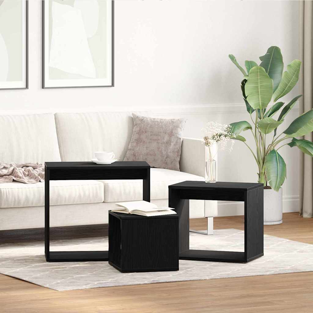 Nestingtisch 3 pcs Schwarz Eichen-Optik Holzwerkstoff