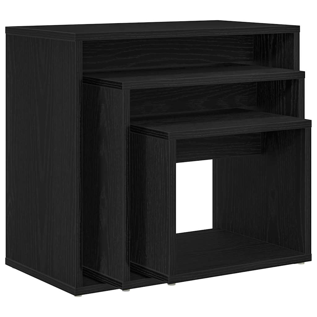 Nestingtisch 3 pcs Schwarz Eichen-Optik Holzwerkstoff