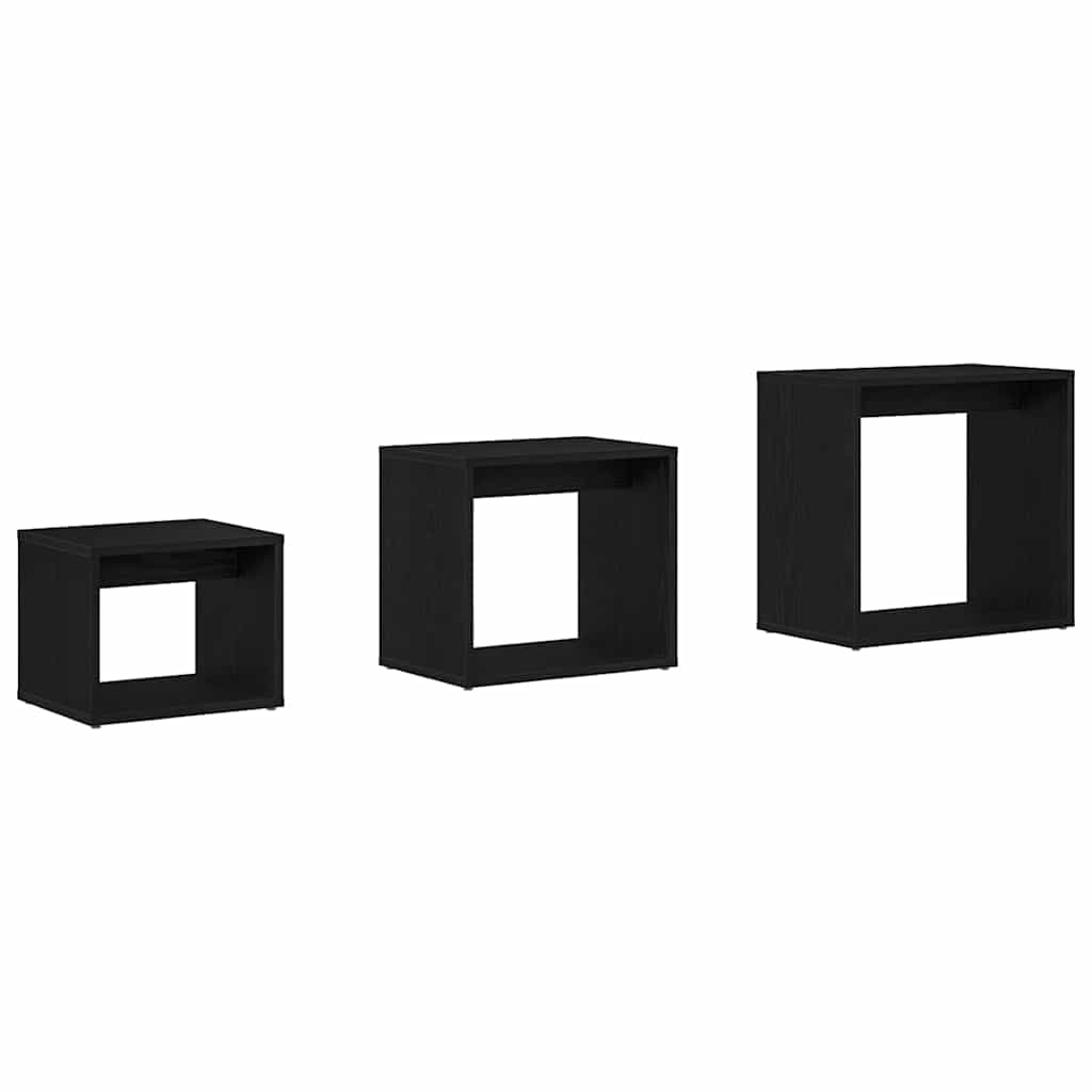 Nestingtisch 3 pcs Schwarz Eichen-Optik Holzwerkstoff