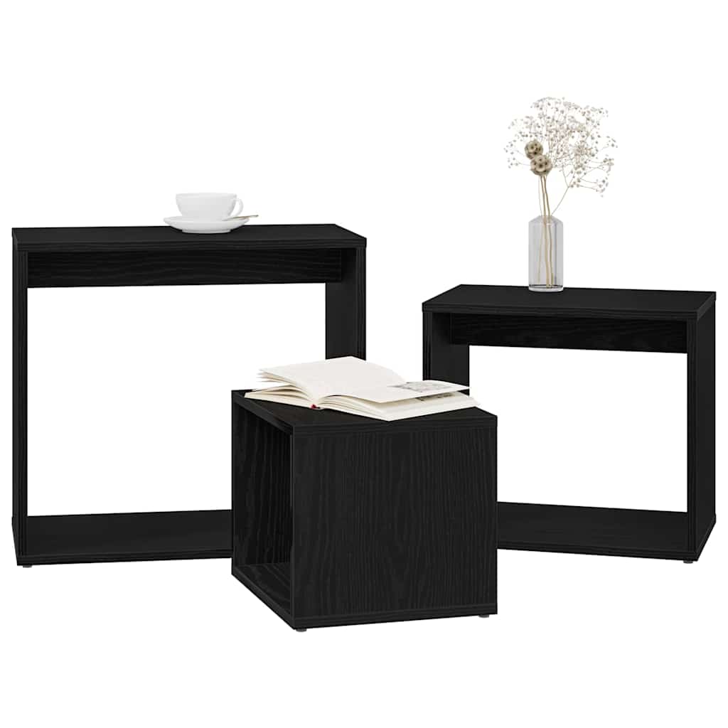 Nestingtisch 3 pcs Schwarz Eichen-Optik Holzwerkstoff