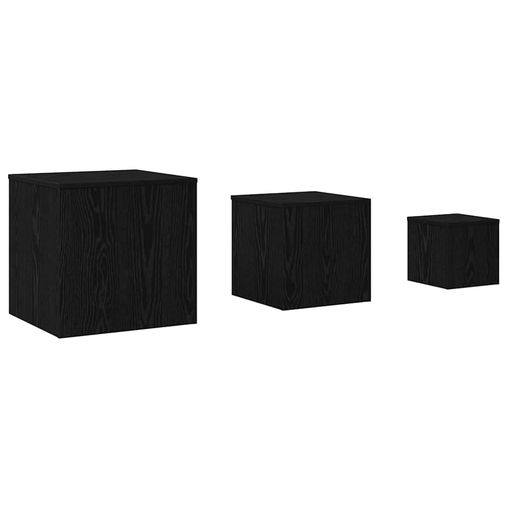 Nestingtisch 3 pcs Schwarz Eichen-Optik Holzwerkstoff