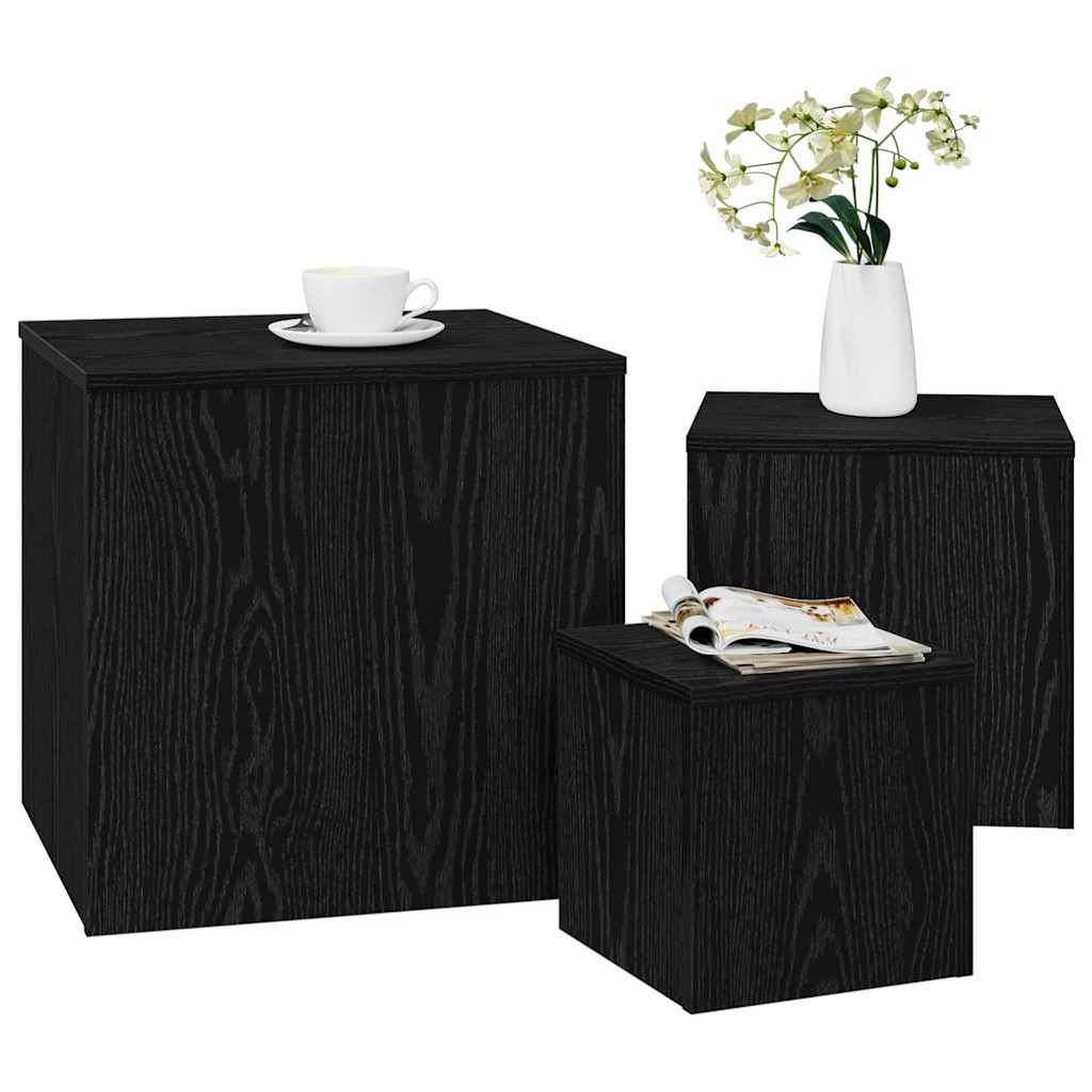 Nestingtisch 3 pcs Schwarz Eichen-Optik Holzwerkstoff