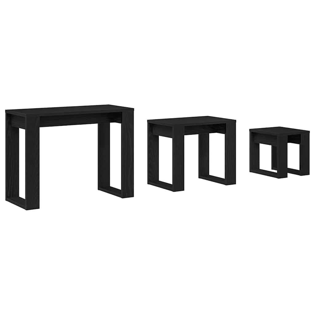 Satztische 3 pcs Schwarz Eichen-Optik Holzwerkstoff