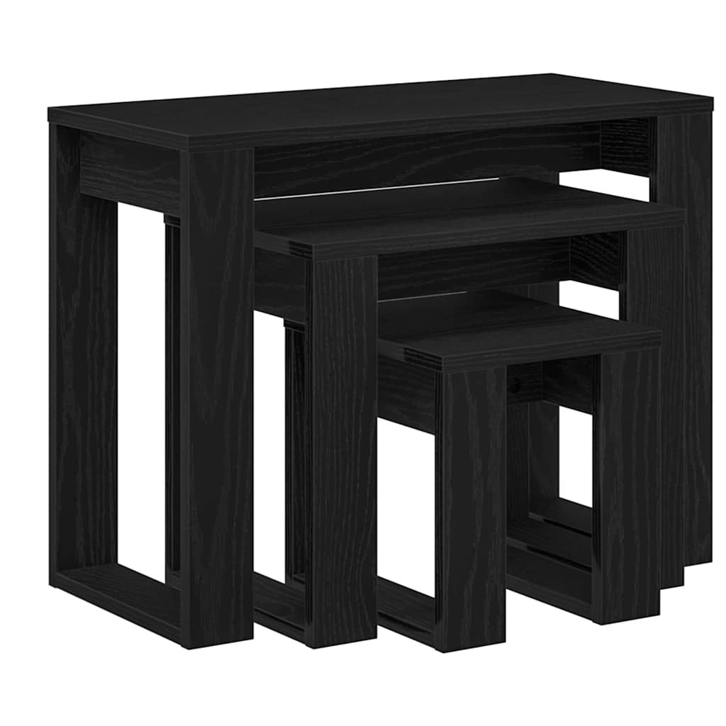 Satztische 3 pcs Schwarz Eichen-Optik Holzwerkstoff