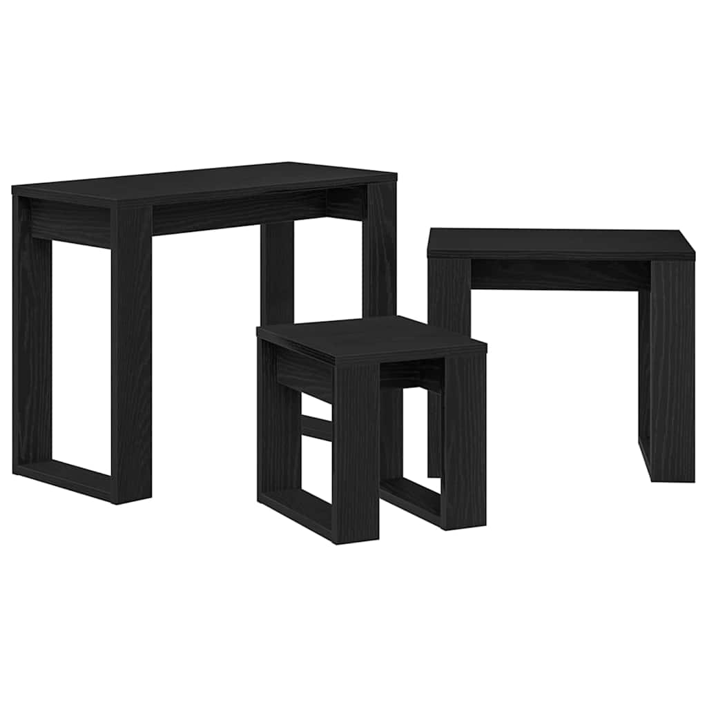 Satztische 3 pcs Schwarz Eichen-Optik Holzwerkstoff