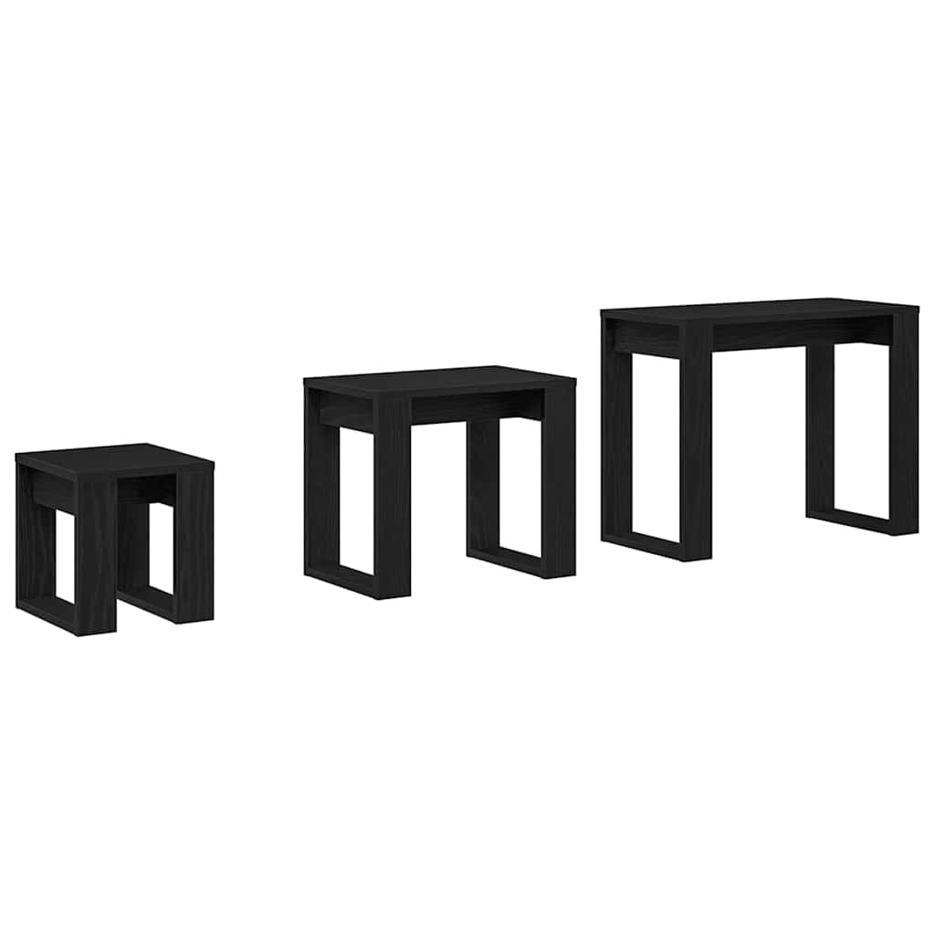 Satztische 3 pcs Schwarz Eichen-Optik Holzwerkstoff