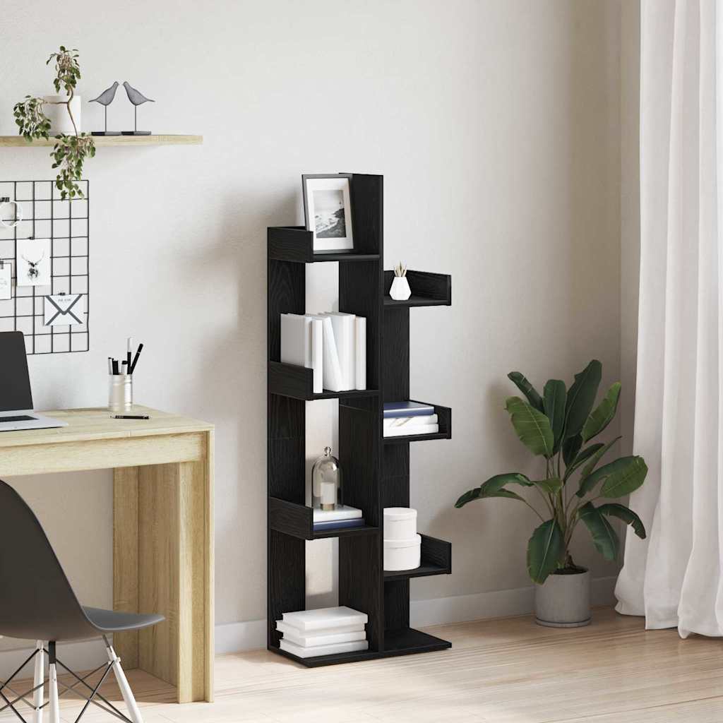Bücherregal Schwarz Eichen-Optik 48 x 25,5 x 140 cm