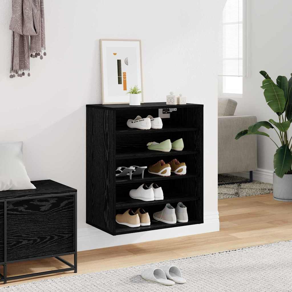 Schuhschrank Schwarz Eichen-Optik 60 x 35 x 70 cm Holzwerkstoff