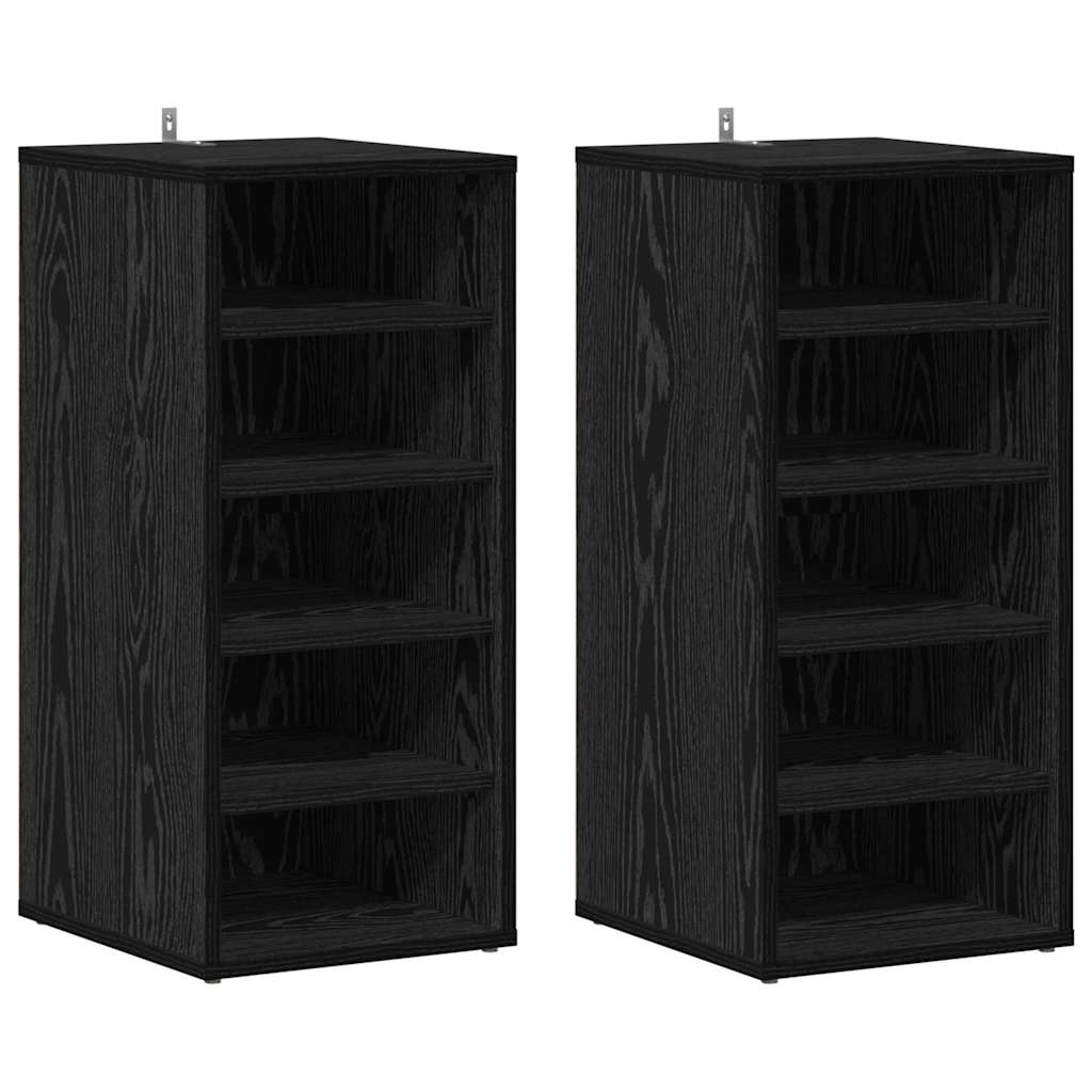 Schuhschrank 2 pcs Schwarz Eichen-Optik 32 x 35 x 70 cm