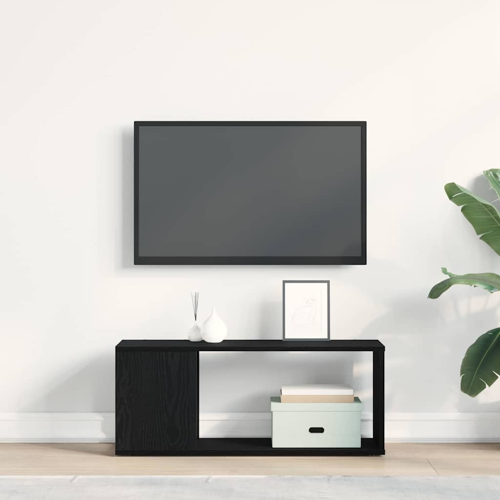 TV-Schrankset Wandmontiert Schwarz Eichen-Optik 80 x 24 x 32 cm