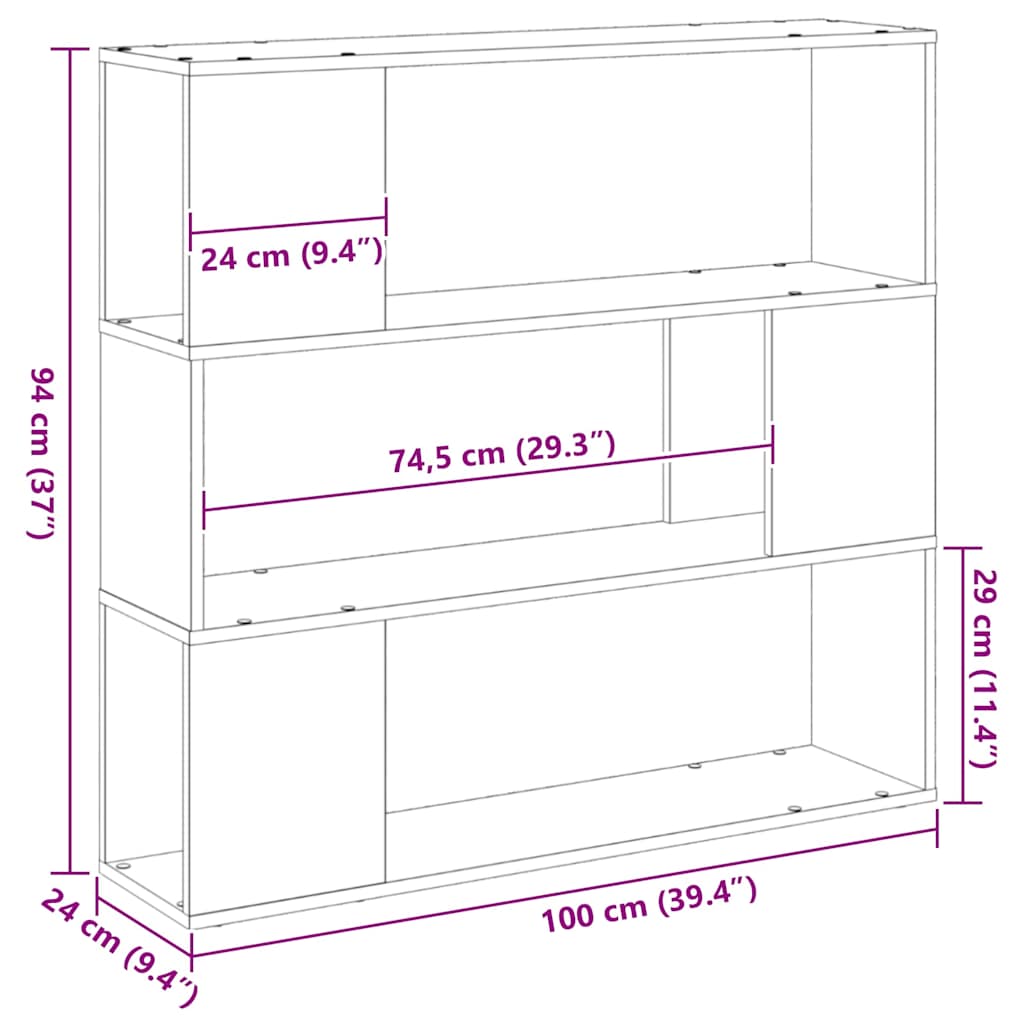 TV-Schrankset Schwarz Eichen-Optik 100 x 24 x 94 cm