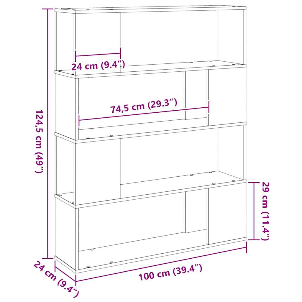 TV-Schrankset Schwarz Eichen-Optik 100 x 24 x 124,5 cm