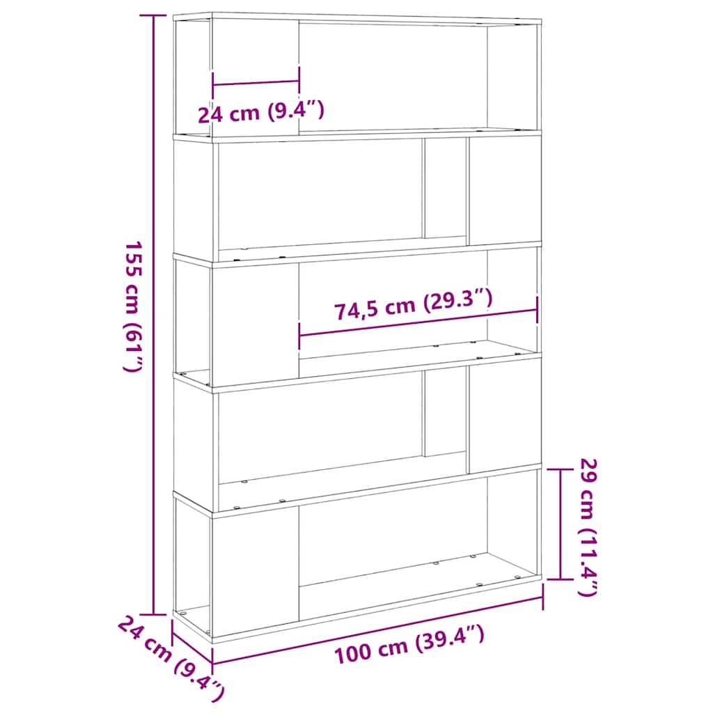 TV-Schrankset Schwarz Eichen-Optik 100 x 24 x 155 cm