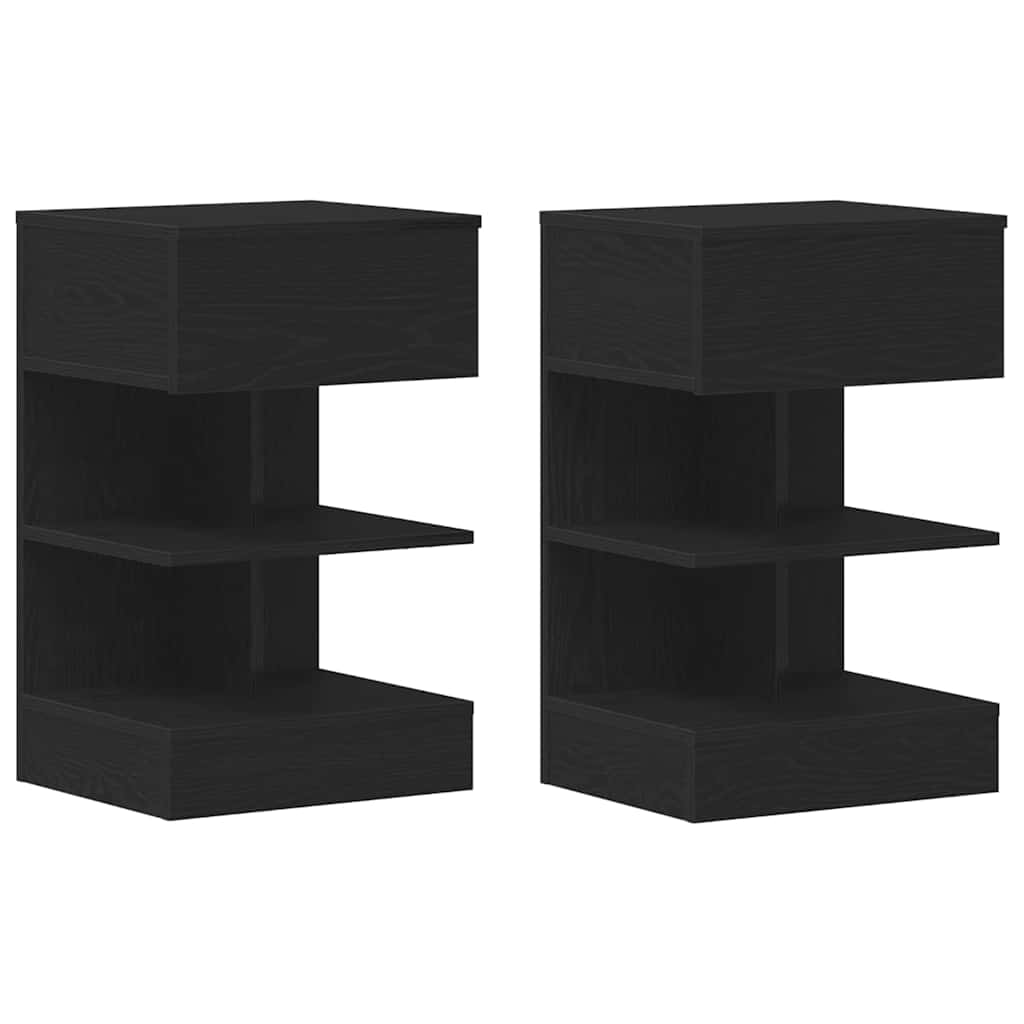 Nachttisch 2 pcs Schwarz Eichen-Optik 40 x 35 x 65 cm