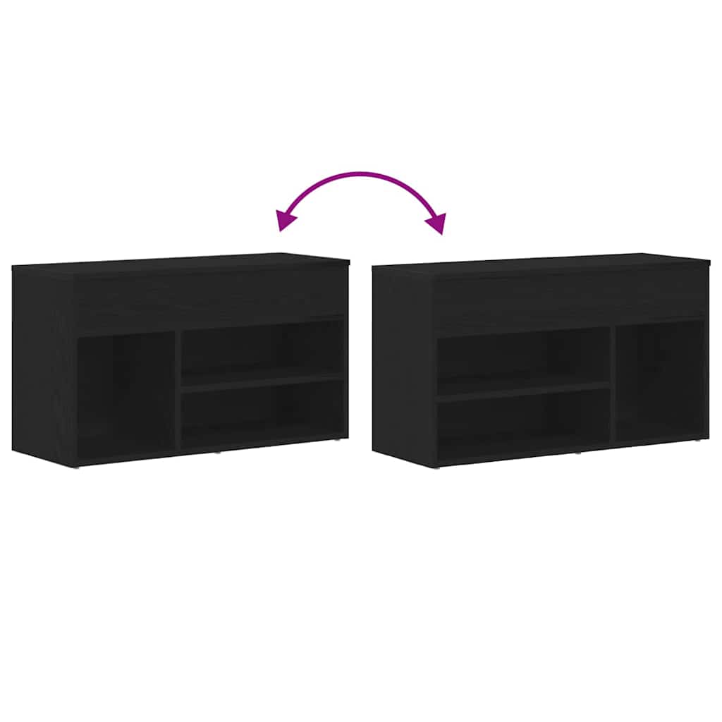 Schuhbank Schwarz Eichen-Optik 80 x 30 x 45 cm Holzwerkstoff