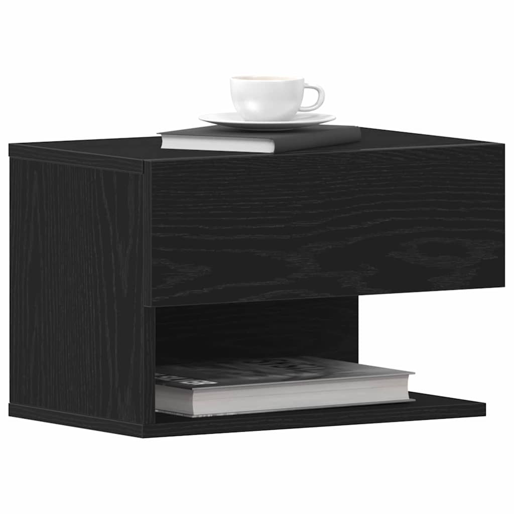 Nachttisch Schwarz Eichen-Optik 46 x 30 x 30 cm Holzwerkstoff
