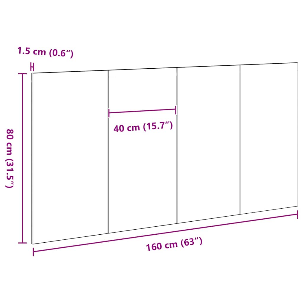 Bettkopfteil Schwarz Eichen-Optik 160 x 1,5 x 80,5 cm