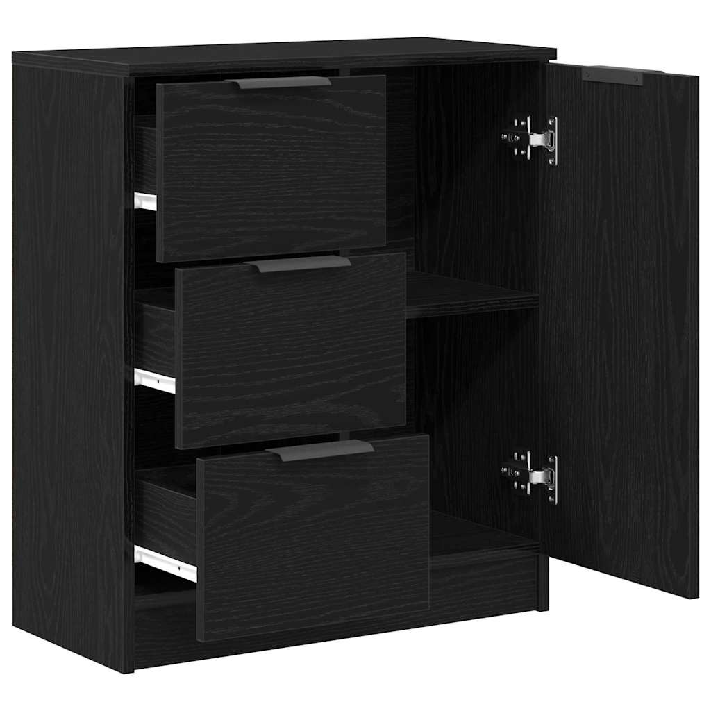 Sideboard Schwarz Eichen-Optik 60 x 30 x 70 cm Holzwerkstoff