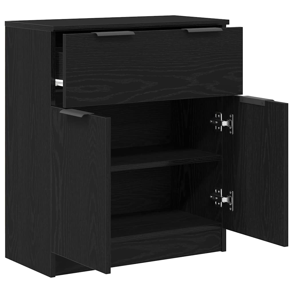 Sideboard Schwarz Eichen-Optik 60 x 30 x 70 cm Holzwerkstoff