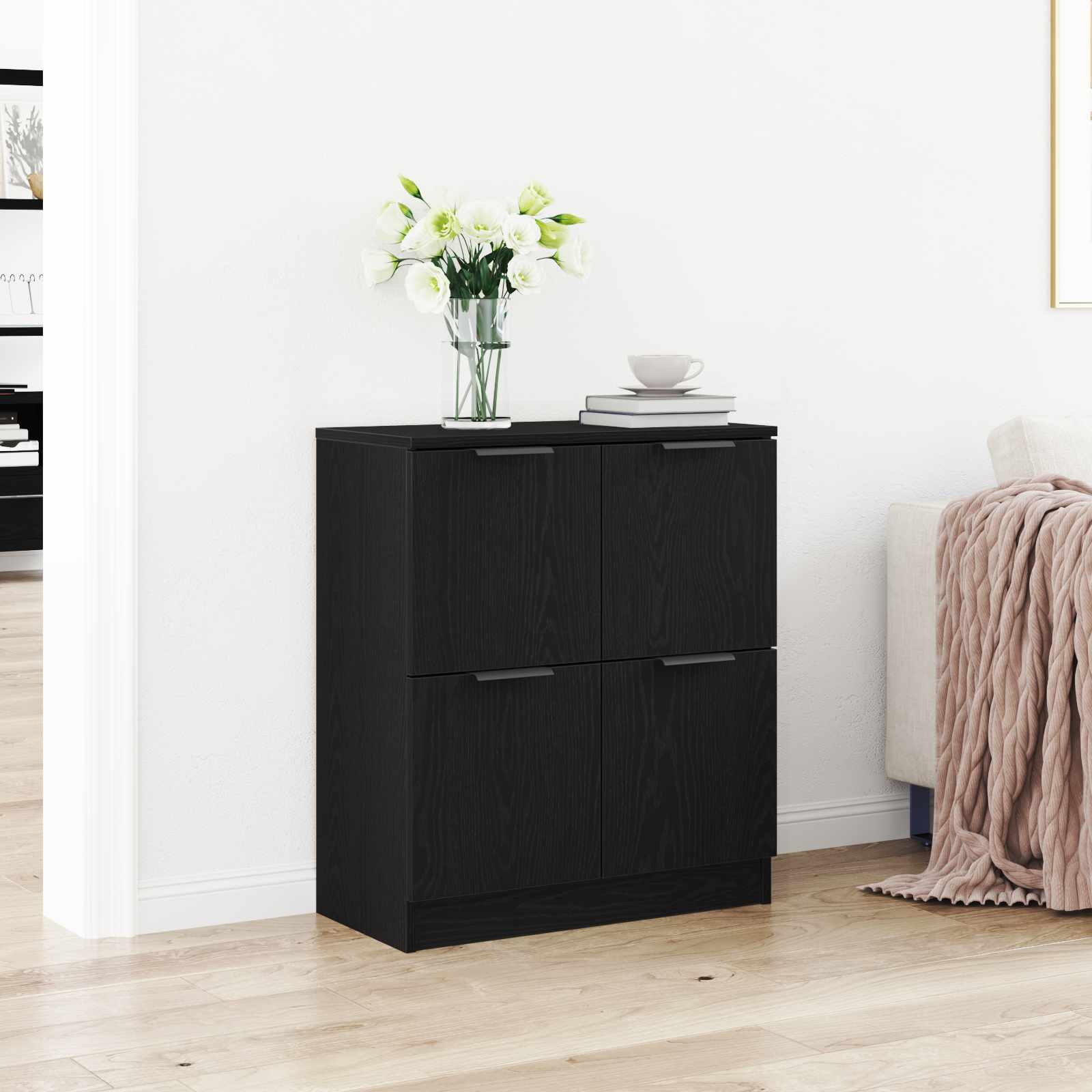 Sideboard Schwarz Eichen-Optik 60 x 30 x 70 cm Holzwerkstoff