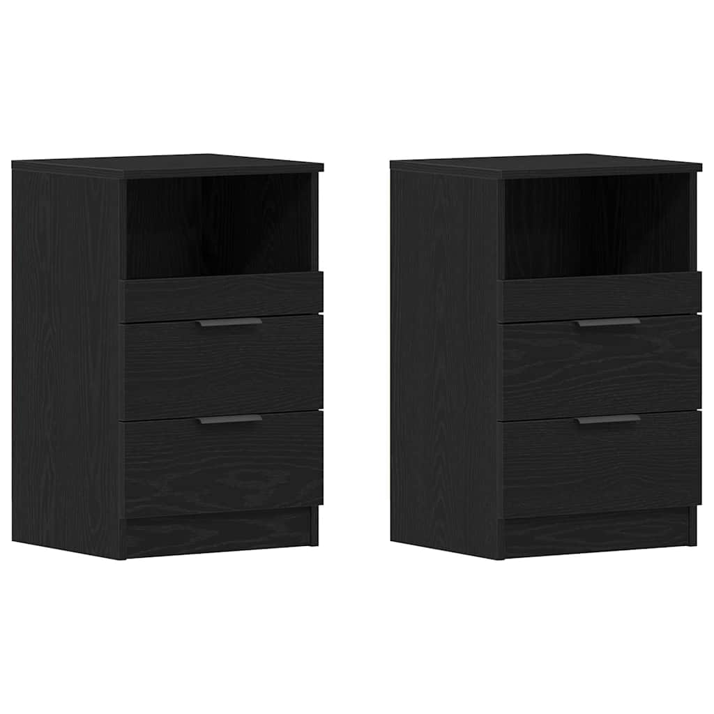 Nachttisch 2 pcs Schwarz Eichen-Optik 40 x 35 x 65 cm