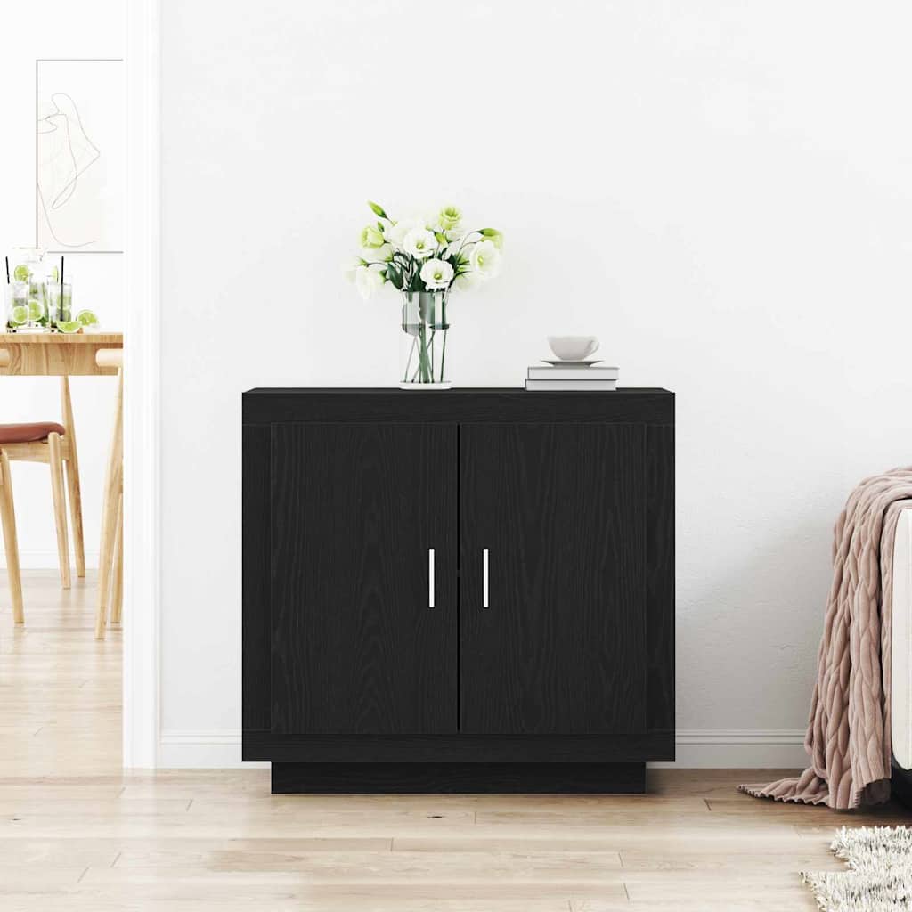 Sideboard Schwarz Eichen-Optik 80 x 40 x 75 cm Holzwerkstoff
