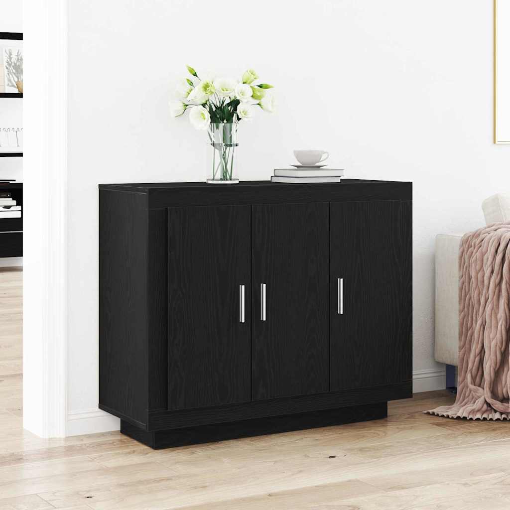 Sideboard Schwarz Eichen-Optik 92 x 35 x 75 cm Holzwerkstoff