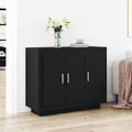 Sideboard Schwarz Eichen-Optik 92 x 35 x 75 cm Holzwerkstoff