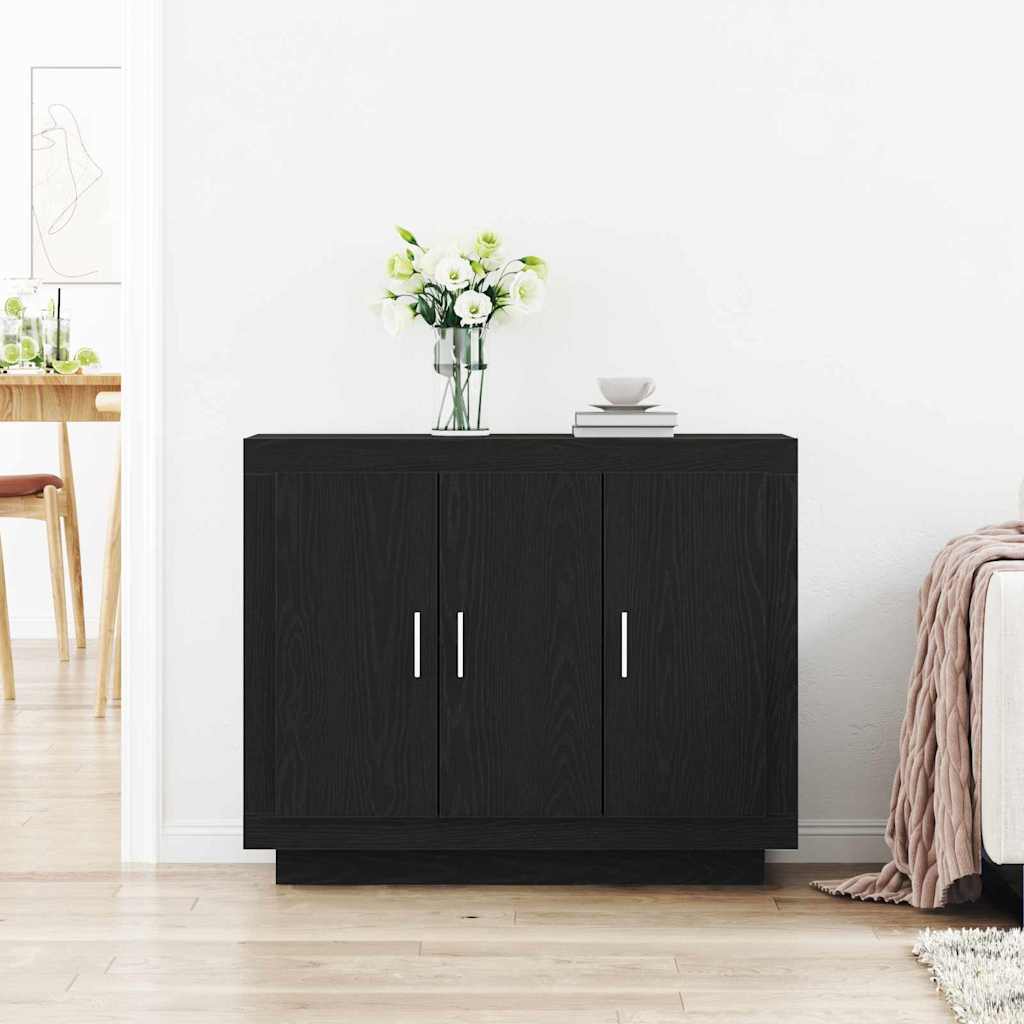 Sideboard Schwarz Eichen-Optik 92 x 35 x 75 cm Holzwerkstoff