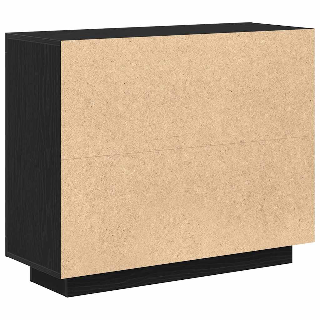 Sideboard Schwarz Eichen-Optik 92 x 35 x 75 cm Holzwerkstoff