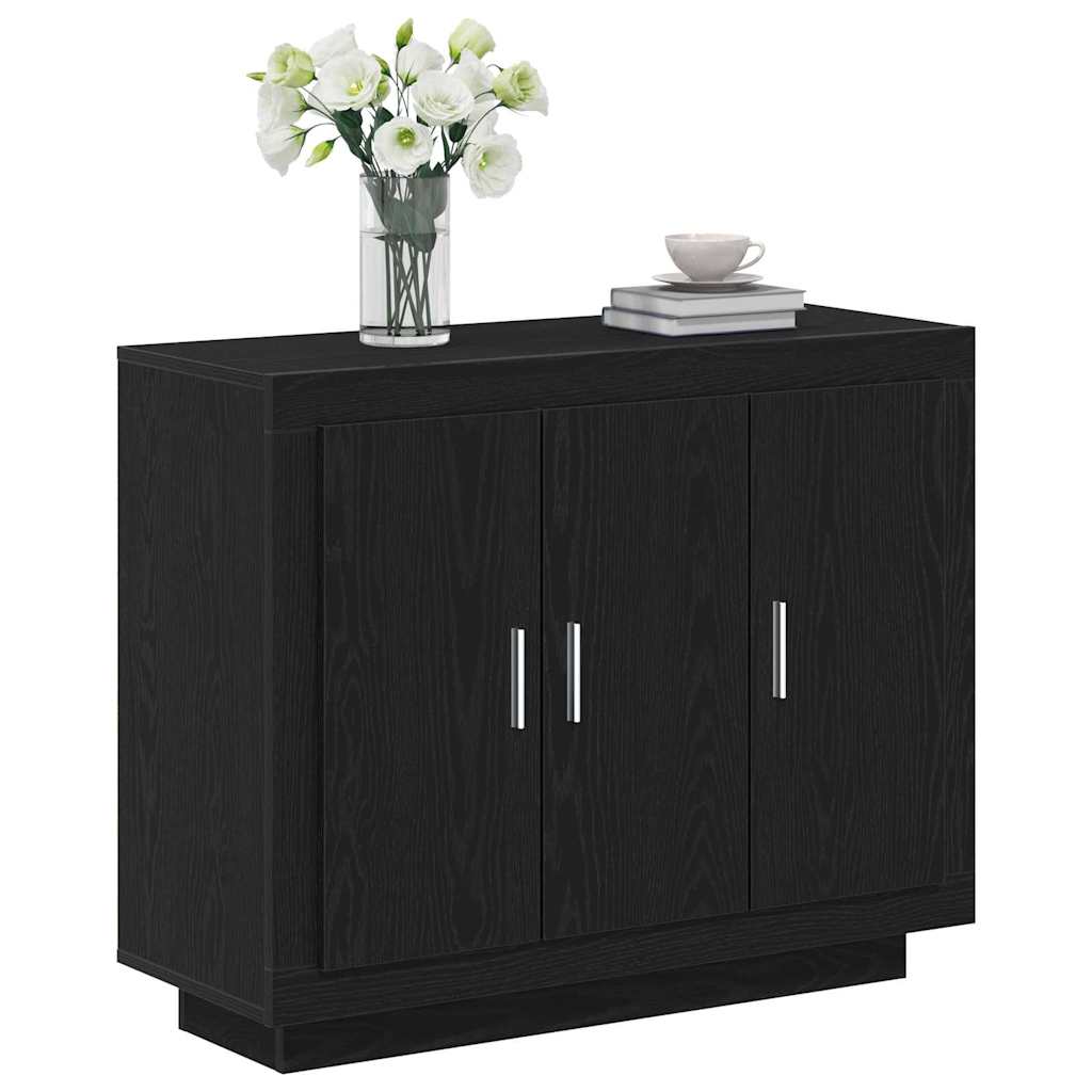 Sideboard Schwarz Eichen-Optik 92 x 35 x 75 cm Holzwerkstoff