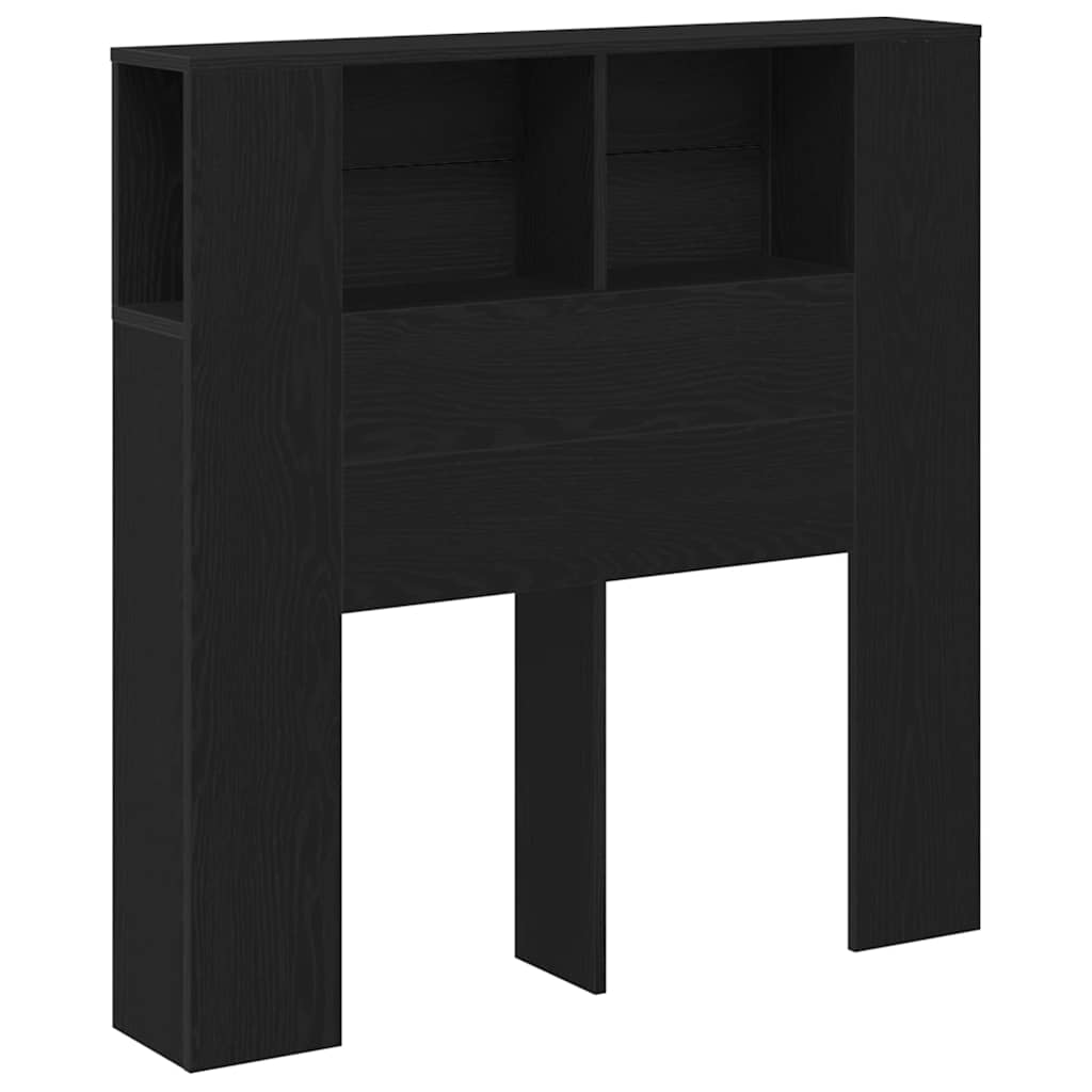 Kopfteil Schrank mit Regal Schwarz Eichen-Optik Holzwerkstoff