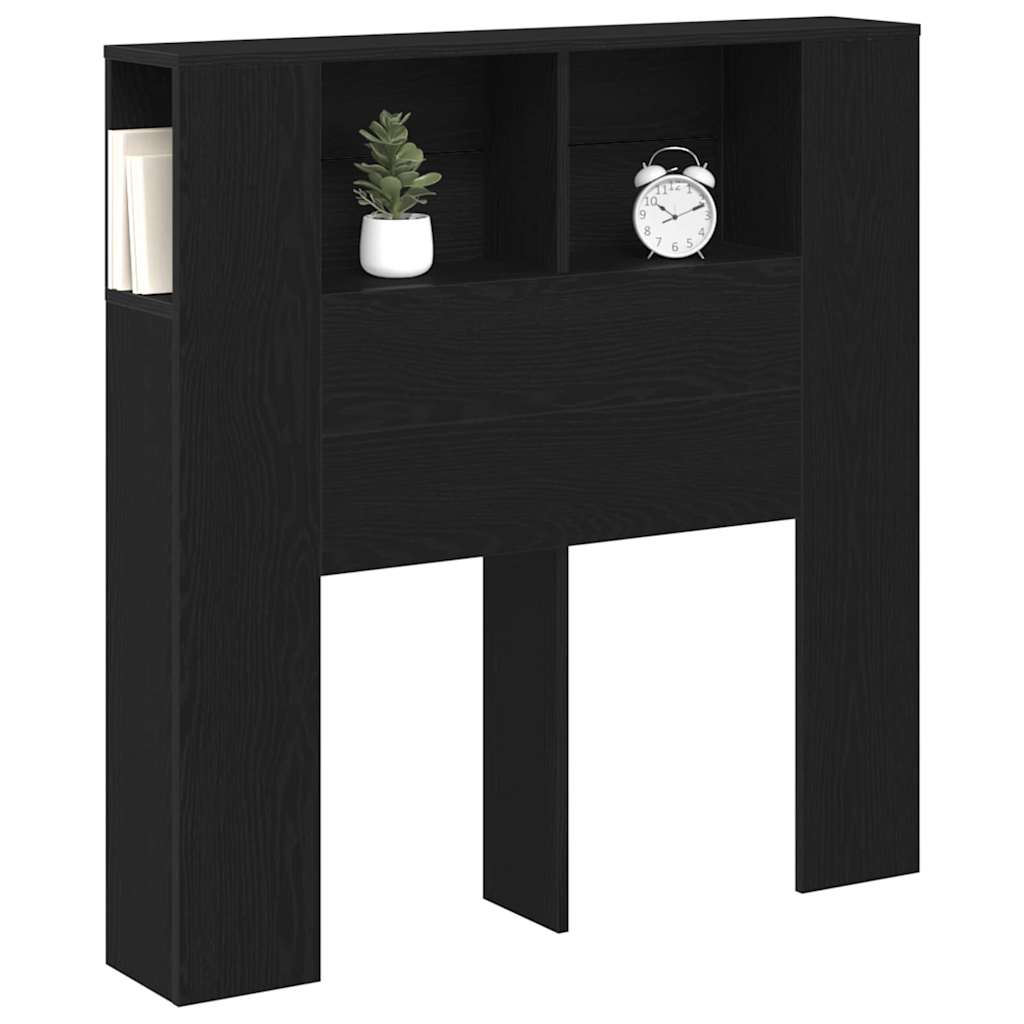 Kopfteil Schrank mit Regal Schwarz Eichen-Optik Holzwerkstoff