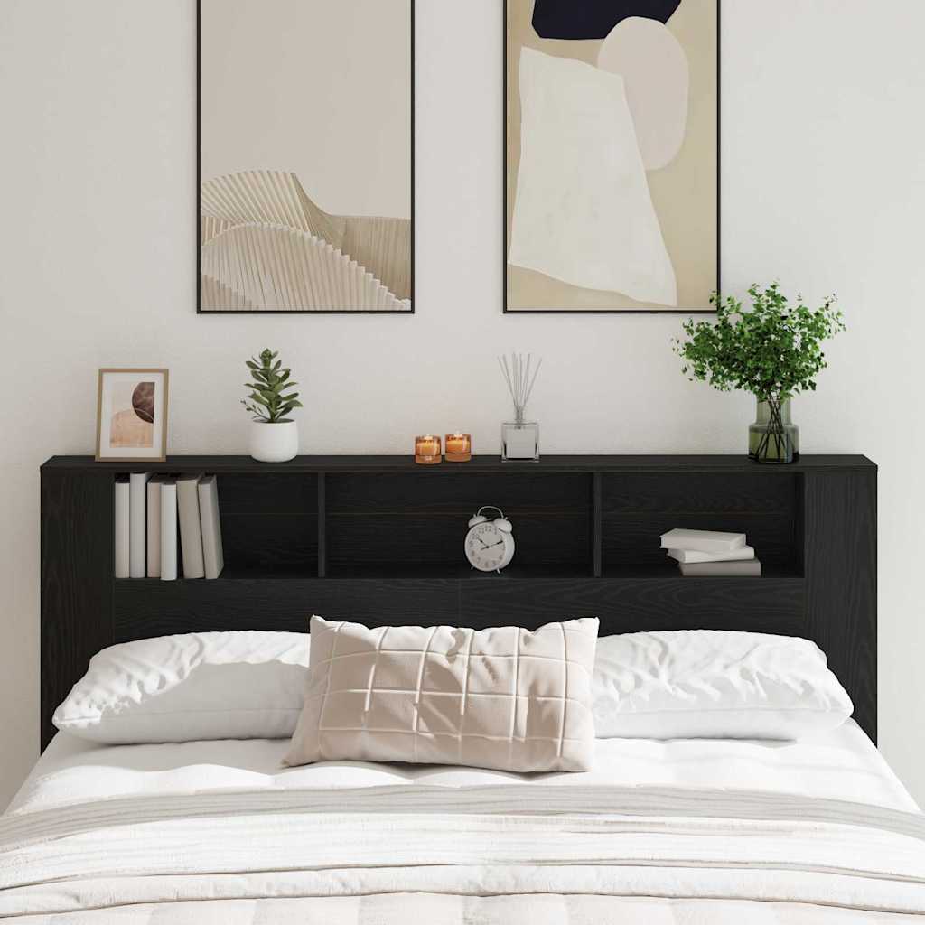 Kopfteil Schrank Schwarz Eichen-Optik 200 x 18,5 x 102,5 cm