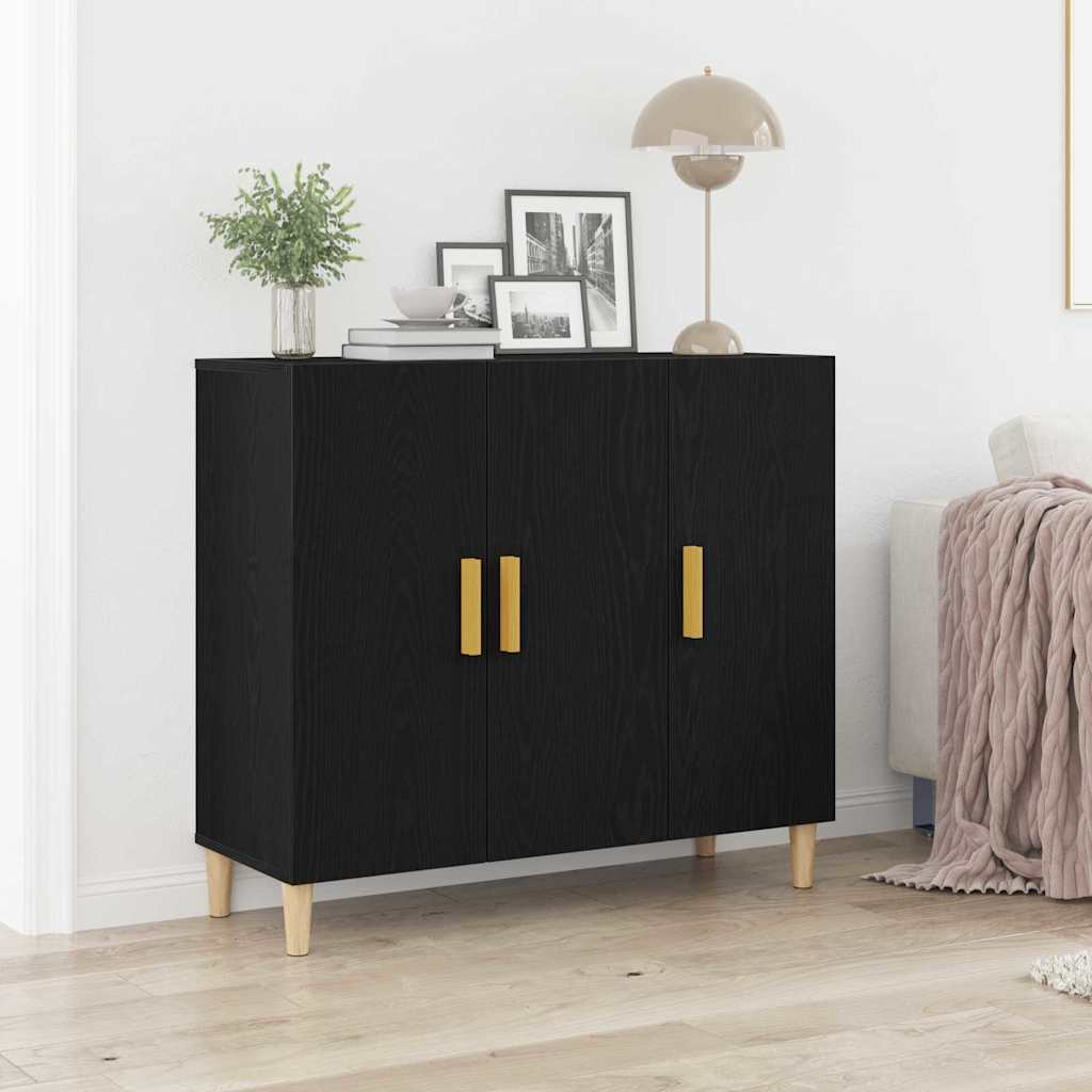 Sideboard Schwarz Eichen-Optik 90 x 34 x 80 cm Holzwerkstoff