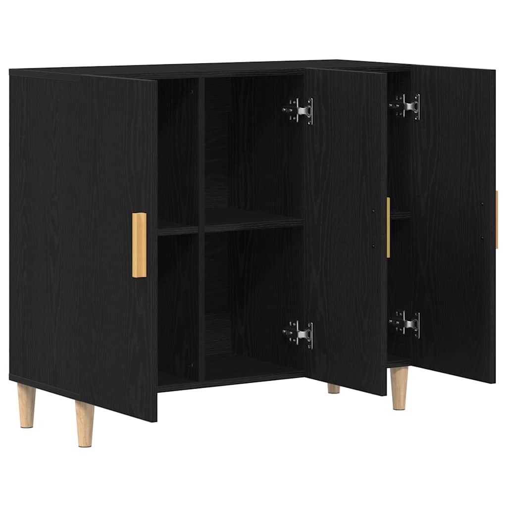 Sideboard Schwarz Eichen-Optik 90 x 34 x 80 cm Holzwerkstoff