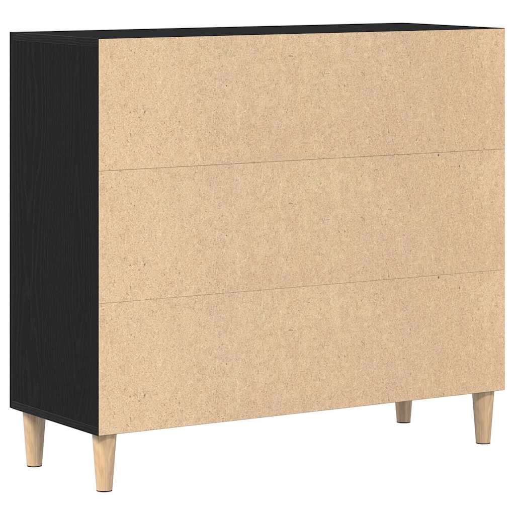 Sideboard Schwarz Eichen-Optik 90 x 34 x 80 cm Holzwerkstoff