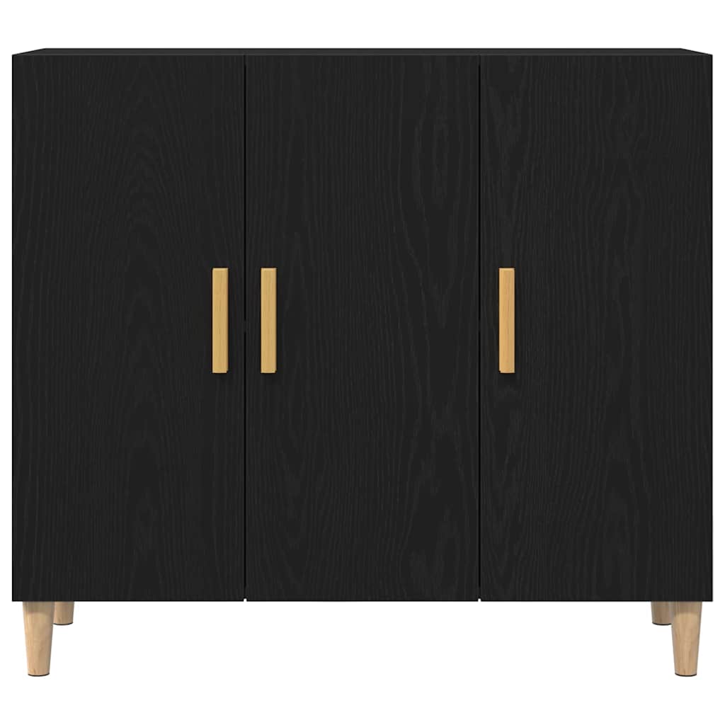 Sideboard Schwarz Eichen-Optik 90 x 34 x 80 cm Holzwerkstoff