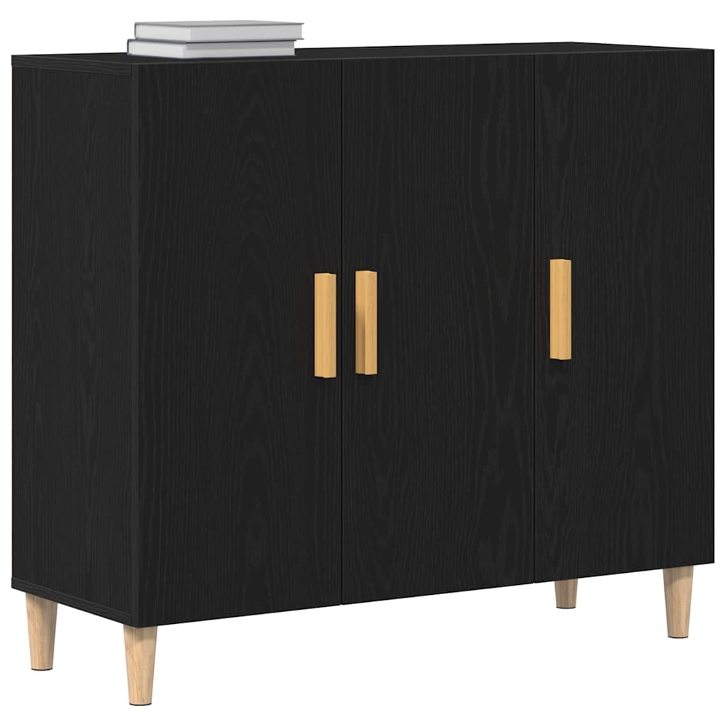 Sideboard Schwarz Eichen-Optik 90 x 34 x 80 cm Holzwerkstoff