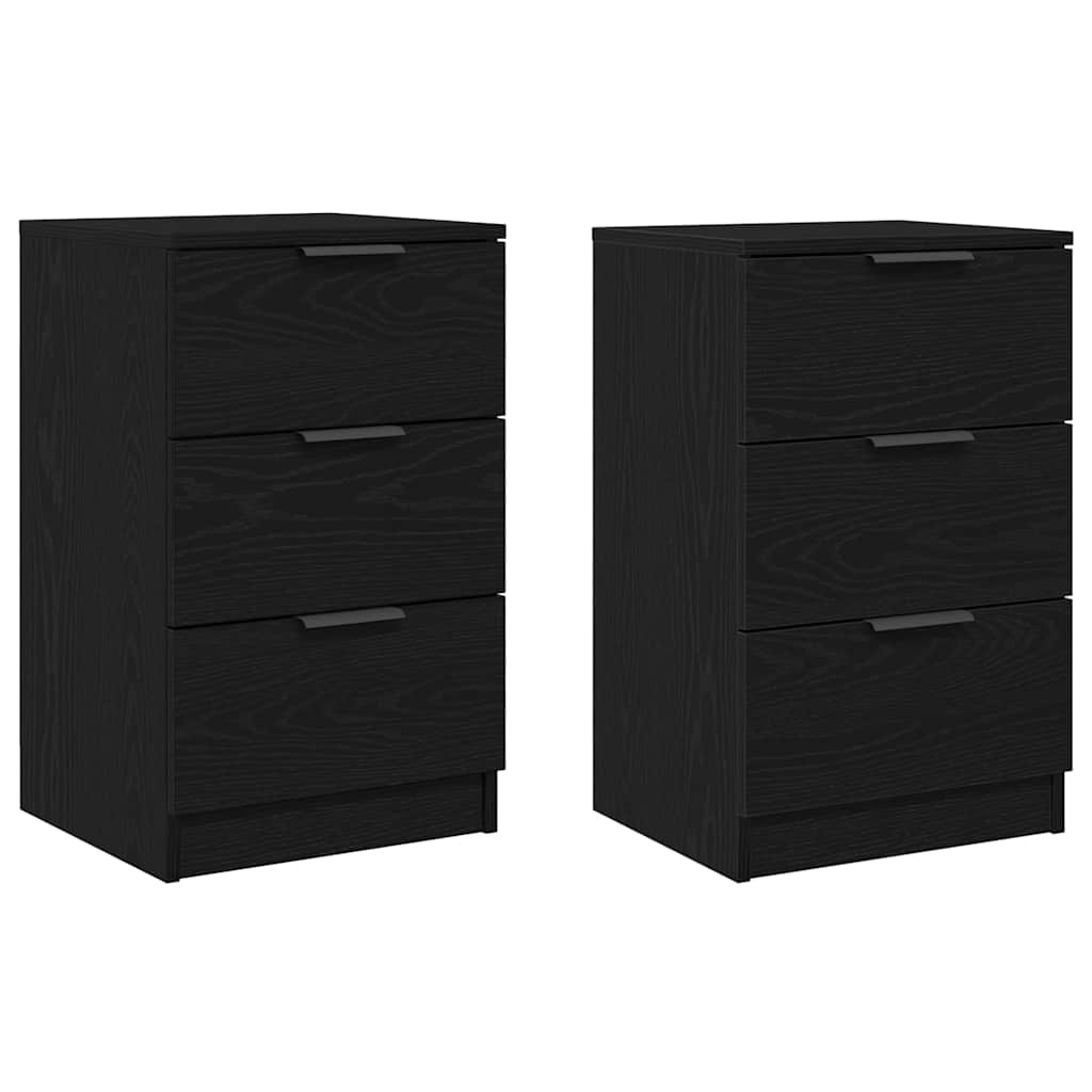 Nachttisch 2 pcs Schwarz Eichen-Optik 40 x 65 x 65 cm